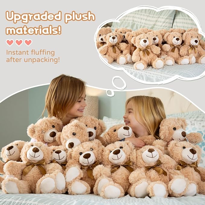 MaoGoLan 15 Pack Teddy Bears in Bulk, 14inch Small Stuffed Animals Teddy Bears for Baby Shower Wholesale Plushies for Themed Birthday Wedding Party Favors - 3 Colors