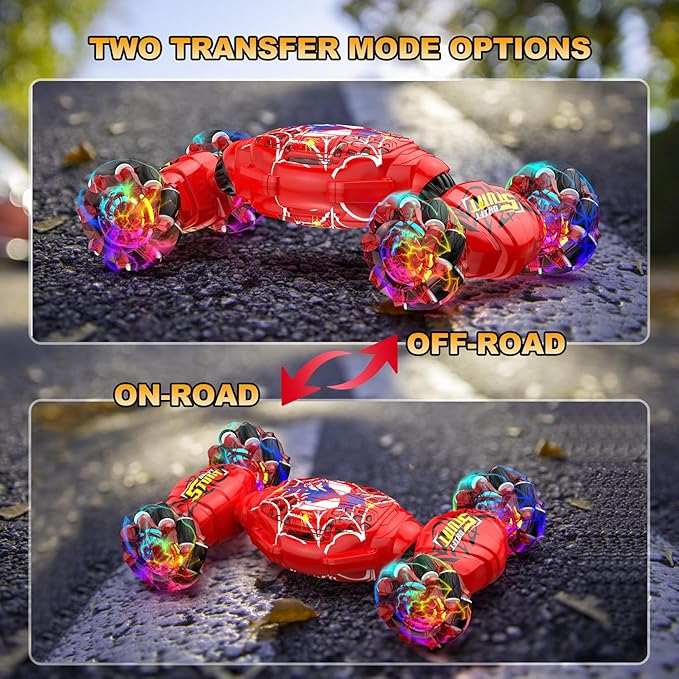 Nikuku Remote Control Car - 2.4GHz 4WD Gesture Sensing RC Stunt Car Toys for Boys and Girls Ages 6-12, 360° Rotating Drift RC Cars with Lights and Music, Ideal Birthday and Xmas Gift