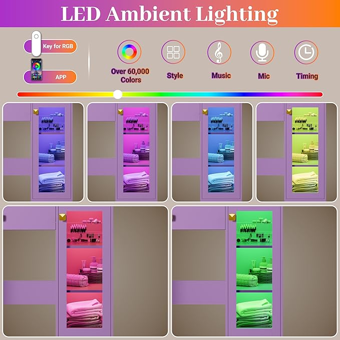 Makeup Vanity with Mirror and Lights & Power Outlet, 34'' Small Vanity Desk with Drawers and Storage Cabinet & Makeup Tray, Dressing Table for Girls Bedroom Dressing Room, Purple