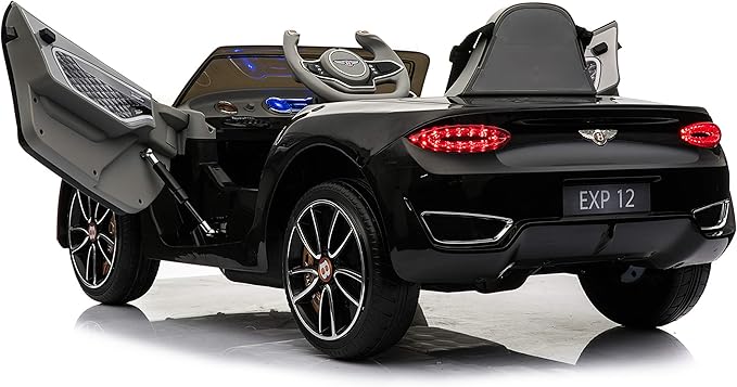 Licensed Bentley EXP12 Kids Ride on Toy Car, 12V Battery Powered Children Electric 4 Wheels w/Parent Remote Control, Foot Pedal, 2 Speeds, Music, Aux, LED Headlights (Black)