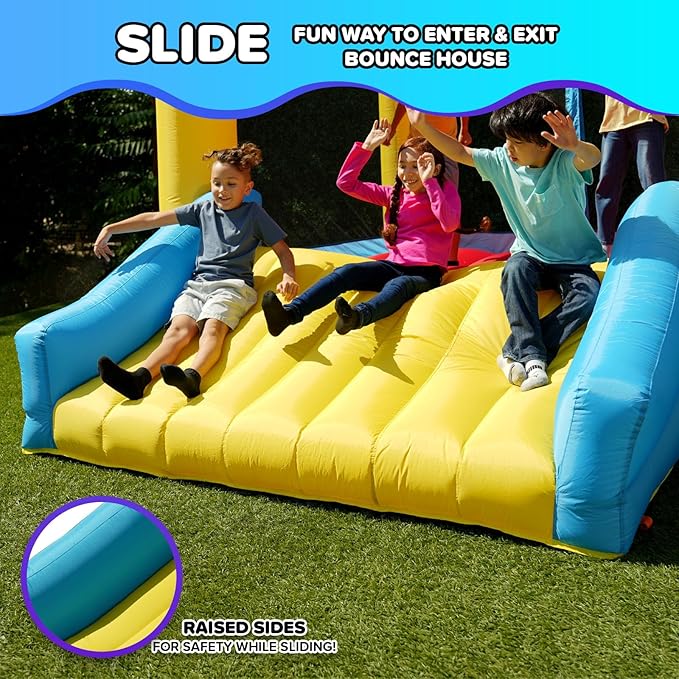 Sportspower™ My 1st Jump N Play™ Inflatable Bounce House with Large Slide & Anchors, Ages 3-8, Heavy Duty, ASTM Certified, on Included Blower