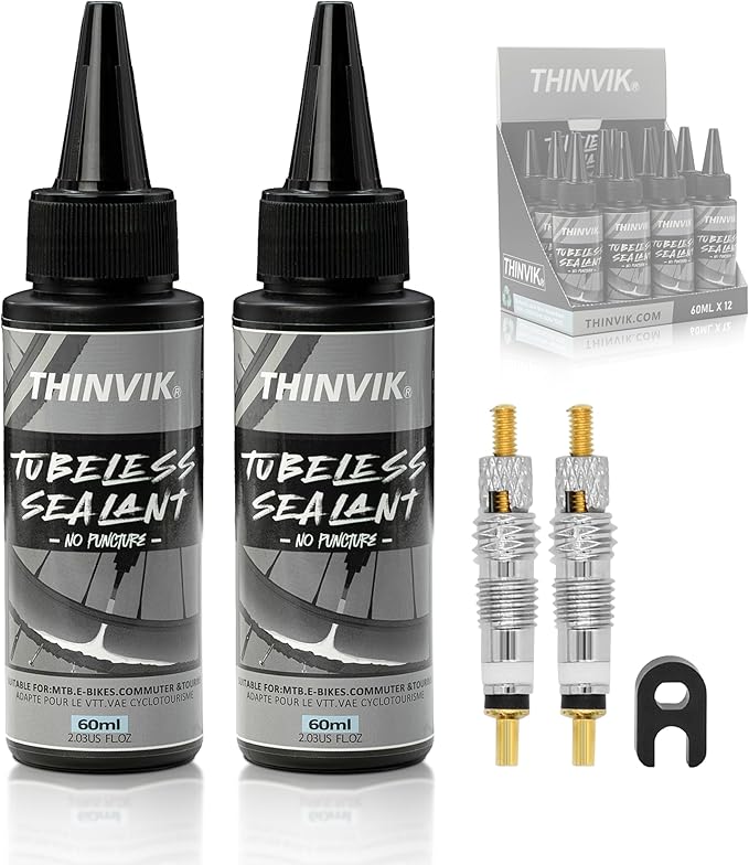 Thinvik Tubeless Bike Tire Sealant 60ML(2oz)*2/4/6 Bottles No Puncture Hassle and Leak Prevention for Road Bike MTB CX and Gravel Bicycle Tyres Sealant