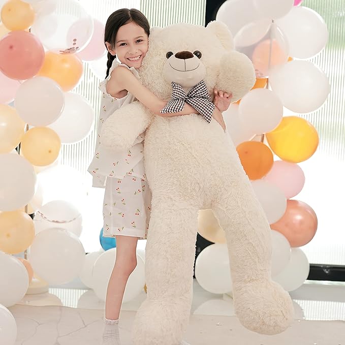 Poutmac Big Teddy Bear 4Ft Giant White Soft Stuffed Animals Cute Plush Toy for Girlfriend Women Kids for Valentine's Christmas Birthday