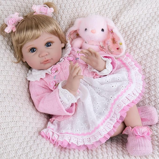Milidool Lifelike Reborn Baby Dolls Girl - Realistic Newborn Silicone Real Life Baby Dolls with Complete Feeding Toy Accessories Set for 3+ Year Old Girls Gifts, Pretend Play, Collection