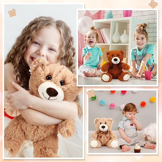 Skylety 10 Pcs Bears Bulk Stuffed Animal Plush Toys 10-14 Inches Birthday Party Favors(Brown, Khaki)