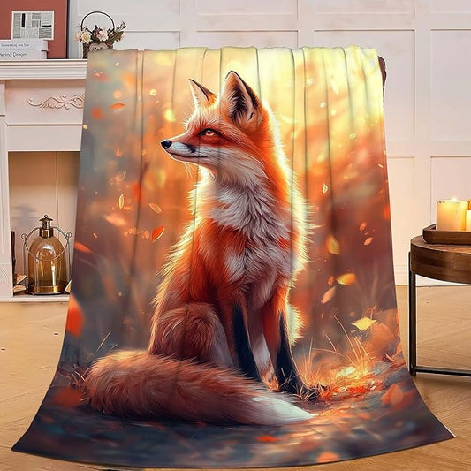 Fox Blanket Orange Fox Throw Blanket Fox Gifts for Girls Women Kids Boys Adults Men Super Soft Cozy Plush Fluffy Fuzzy Fleece Blanket Home Decor 40''X50''