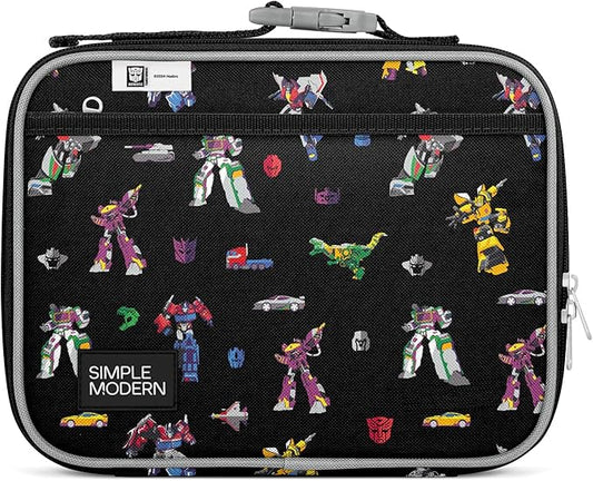 Simple Modern Transformers Kids Lunch Box for School | Reusable Insulated Lunch Bag for Toddler, Boy | Meal Containers with Exterior & Interior Pockets | Hadley Collection | Transformer Block Nation