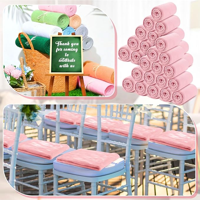 Newwiee 48 Pcs Fleece Throw Blankets Bulk Outdoor Wedding Guest Gifts Soft Lightweight Sleepover Lap Blankets Pet Home Sofa Couch Office Donation Homeless, 50 x 60 Inch (Rose Pink)