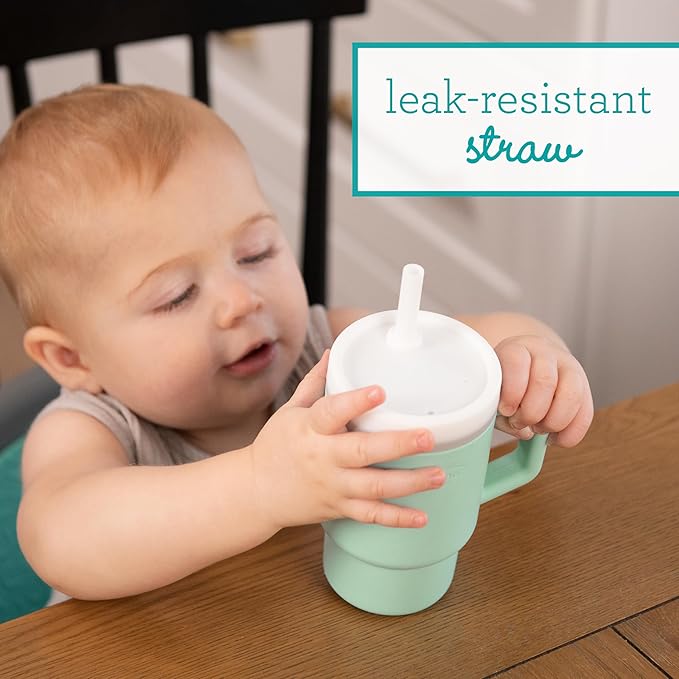 Infantino My 1st Tumbler, Silicone Sippy Cup with Straw & Handle, Spill-Resistant Baby Cup for On-the-Go, BPA-Free Transition Bottle