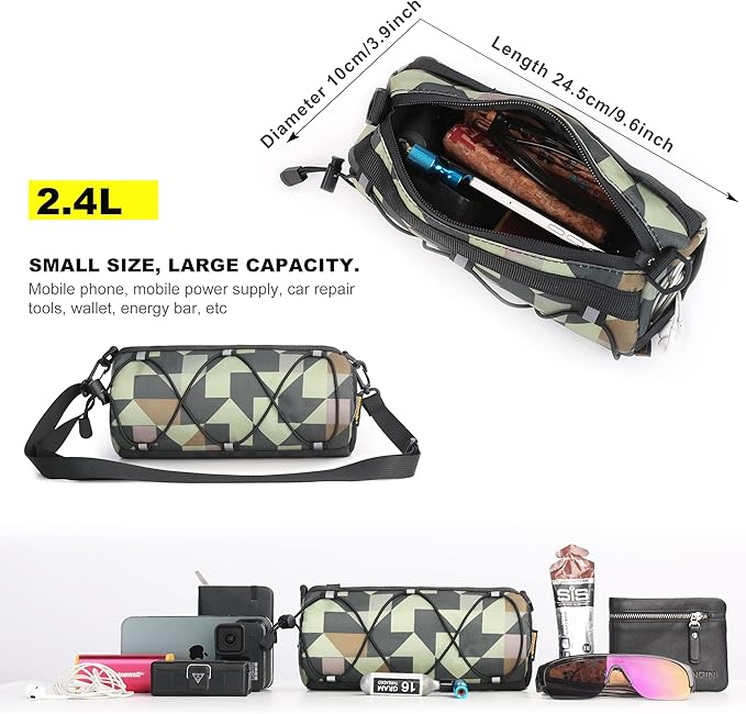 Rhinowalk Bike Handlebar Bag, Bicycle Front Bag Shoulder Bag Storage Bag with Shoulder Strap for Road Mountain Bike Cycling Travel