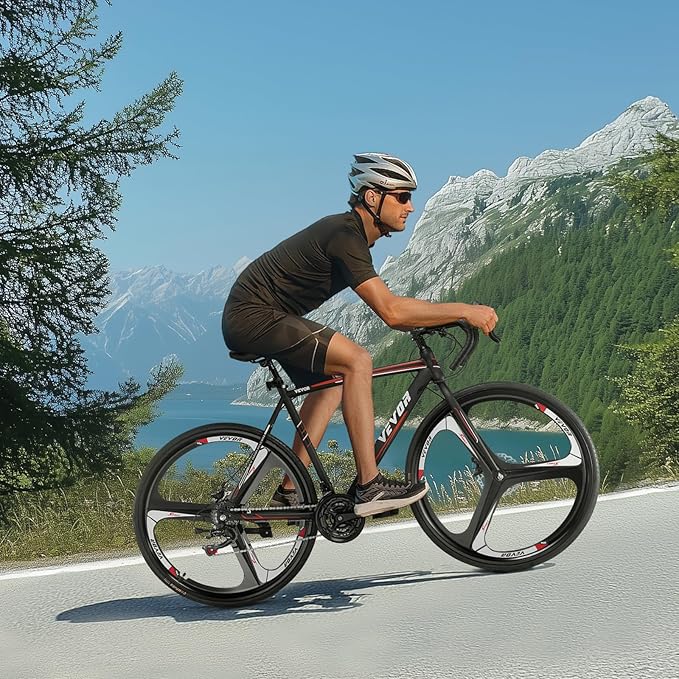 VEVOR Road Bike, 700C Wheels Racing Bike, Shimano Drivetrain City Commuter Road Bicycle, Urban Adult Sport Bicycle with Drop Bar, for Men and Women