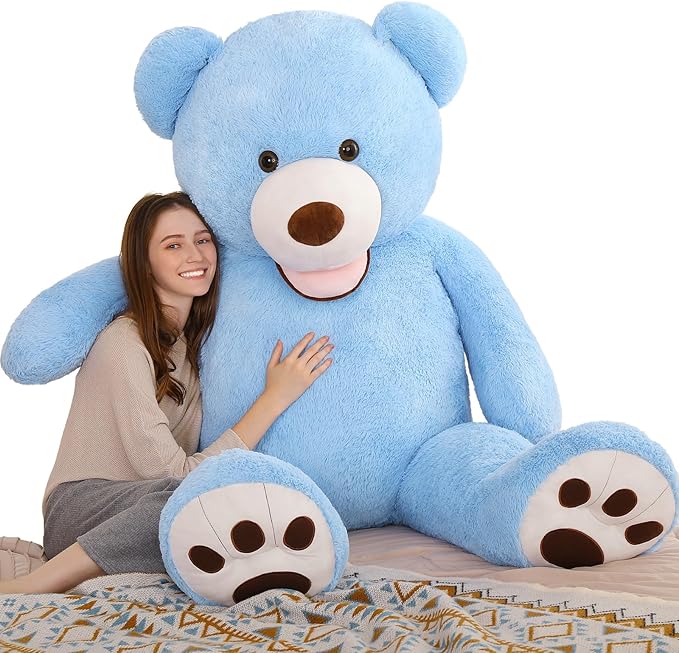 MorisMos Giant Teddy Bear Plush 5ft, Life Size Huge Blue Teddy Bears for Boyfriend, 5 Foot Large Big Stuffed Animal Gifts for Lover on Valentines, Anniversary, Birthday