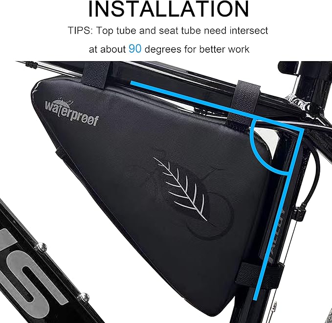 NDakter Bike Bicycle Frame Storage Bag, 2L Waterproof Bicycles Triangle Pouch, Cycling Pack for Phone, Wallet, Keys, Tools, Accessories, Bikes Front Tube Bag for Mountain Road Bike, MTB