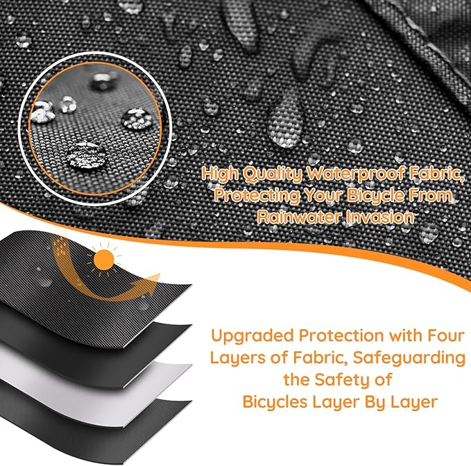 Kovshuiwe Adult Electric Tricycle Cover 26-29 inch 3 Wheel Bicycle Covers Heavy Duty 420D Oxford Strong UV Protection & Windproof, Waterproof Trike Bike Covers