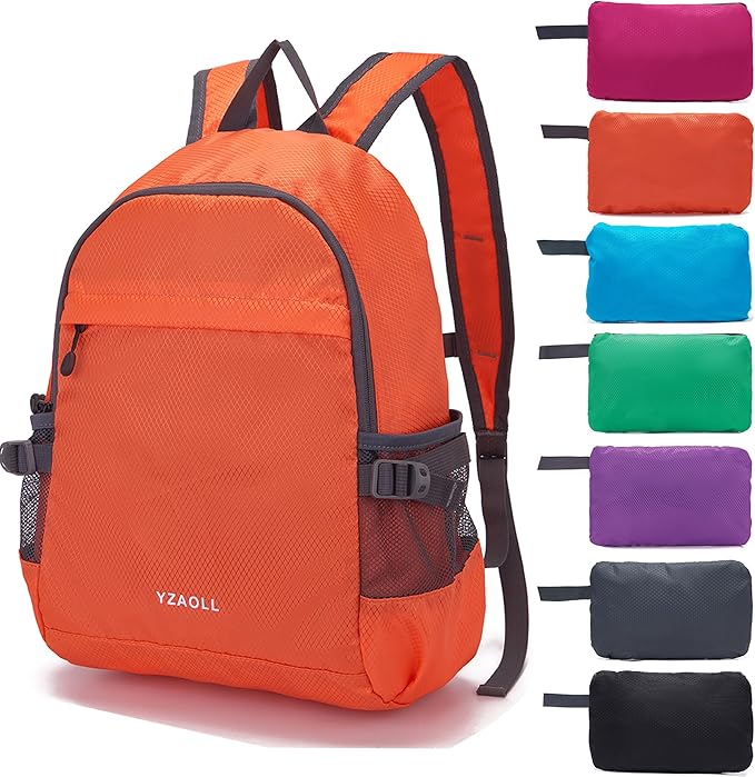 YZAOLL Small Lightweight Packable Hiking Backpack, 20L Hiking Backpack Day Pack for Women Men Travel Camping Vacation,Orange