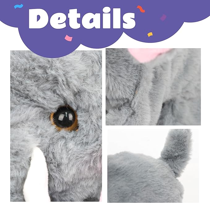 Cuteoy Walking Elephant Stuffed Animal Speaking Roar Plush Electric Interactive Animated Plushies Toy for Girls Boys Birthday