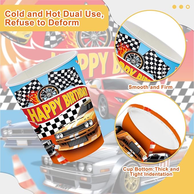 122 Pcs Flame Racing Party Supplies Racing Themed Party Birthday Decorations for Kids Boys 20 Guests