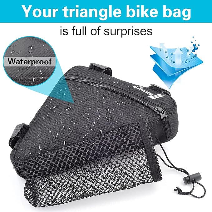 Bike Triangle Frame Bag - Bicycle Cycling Storage Triangle Top Tube Front Pouch Saddle Bag for Road and Mountain Bikes