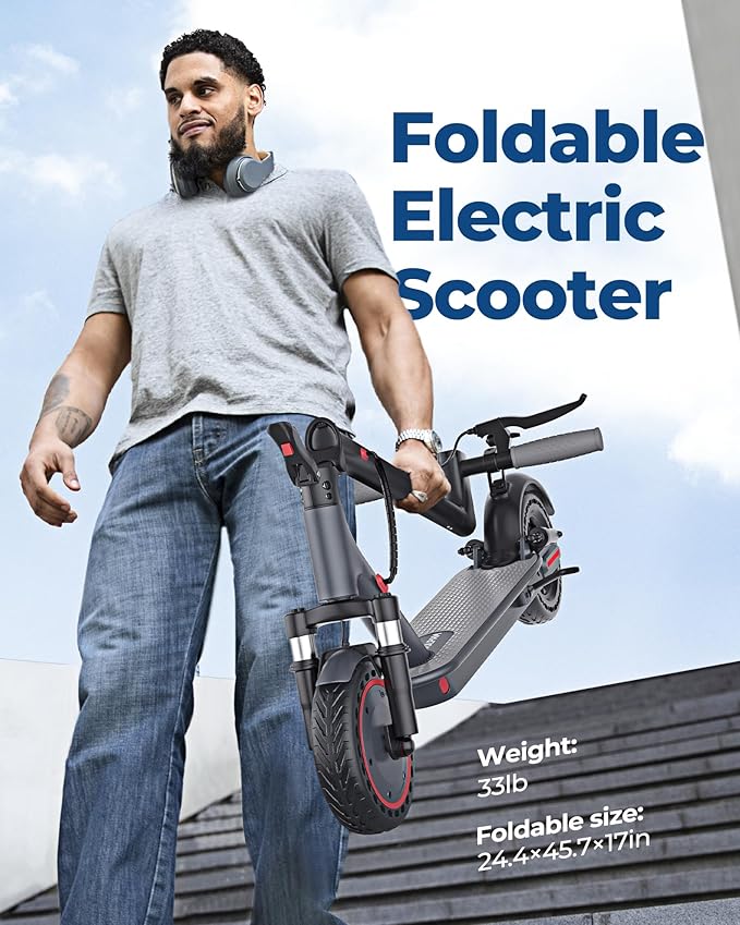 VOLPAM Electric Scooter, 350W/500W Powerful Motor, 8.5"/10" Solid Tires, 19/22Mph, 28/21/12 Miles Range,Dual Braking