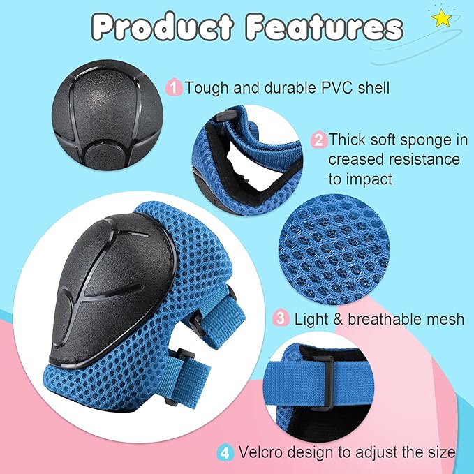 Kids Bike Helmet Set, Adjustable Toddler Helmet for Ages 2-8 Kids with Knee, Elbow & Wrist Pads | Multi-Sport Helmet for Skateboard Cycling Scooter Rollerblading