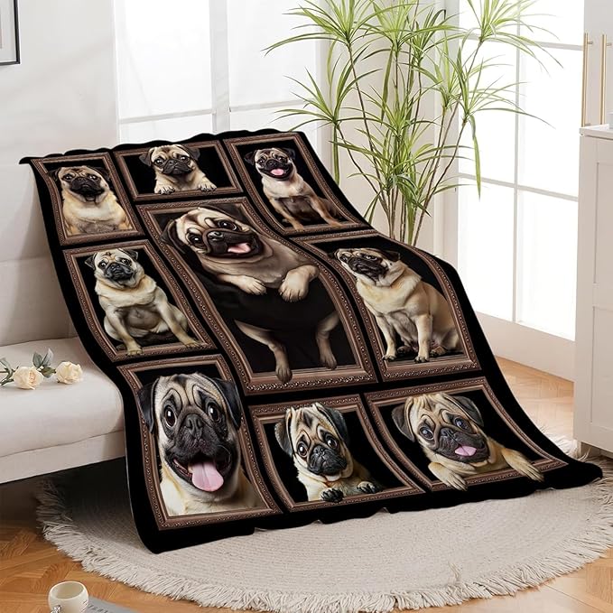 French Bulldog Blanket, Frenchie Throw Blanket, Dog Gifts Blankets Stuff Fleece Flannel Plush for Women Men Boys Girls Lovers Adults Soft Bedding Gift for Sofa Bed Office Home Decor 50"x40"