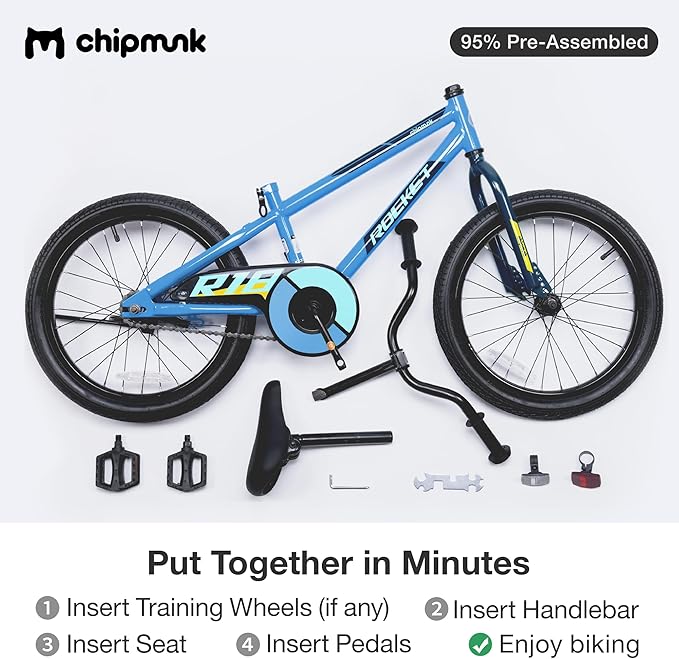 Chipmunk Kids Bike Toddlers 12 14 16 18 Inch Wheel Bicycle Beginners Boys Girls Ages 3-11 Years, Multiple Color Options
