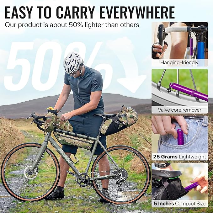 BWSHLF Tubeless Bike Tire Repair Kit for Mountain Bikes & Road Bicycles, Tubeless Tire Plug Kit with Storage Canister, Reamer, Insertion Fork, 10 Bacon Strips, Fix a Puncture or Flat, No Glue Needed