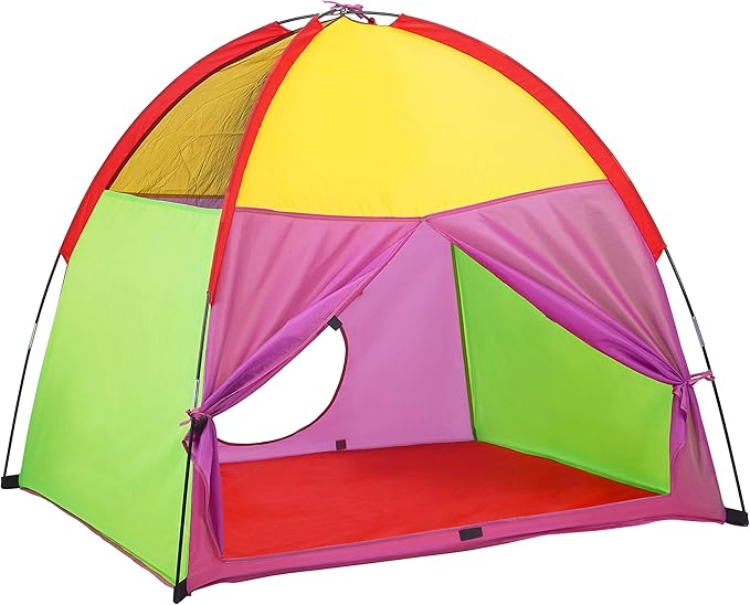ATDAWN Kids Play Tent, Kids Pop Up Tent, Camping Playground, Indoor/Outdoor Children Playhouse for Boys and Girls, Rainbow Color