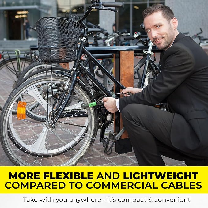 Heavy Duty Security Cable with Loops - 30 Feet (3/8") Bike Cable Lock Cut Resistant with Braided Steel and Vinyl Coating -Security Chain Lock for Bicycle, Boat, Ladder, Gate, Mower & Equipment