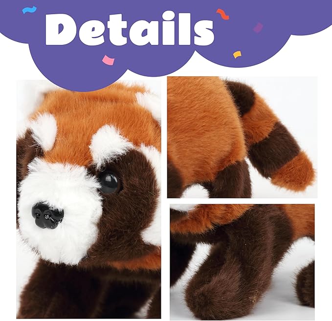 Cuteoy Walking Red Panda Stuffed Animal Speaking Roar Plush Electric Interactive Animated Plushies Toy for Girls Boys Birthday