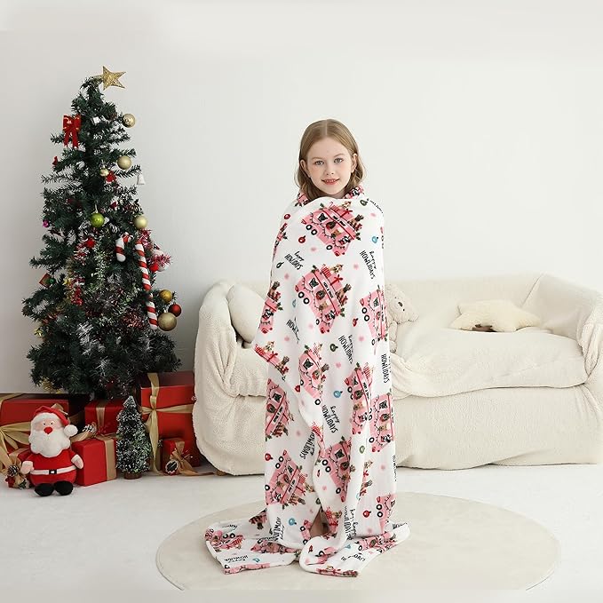 Softan Kids Throw Blanket for Girls & Boys, Warm Soft Toddler Fleece Blankets for Sofa Couch Bed， Cozy Fuzzy Plush Flannel Kids Throw Blanket for Daycare & School - Pink Car 50x60 inches