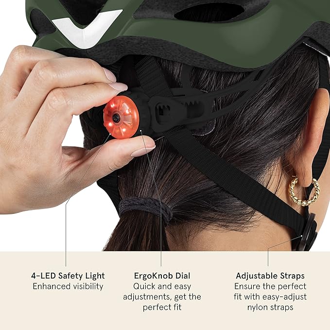 Retrospec Silas Adult Bike Helmet with Light for Men & Women - Lightweight, Comfortable