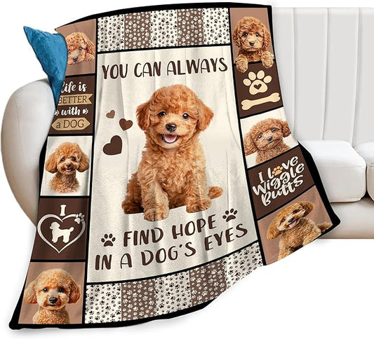 Poodle Gifts Blanket, Poodle Throw Blankets, Dog Mom Gift for Women Men Boys Girls Lover Adult Cozy Fleece Flannel Bedding Stuff Animal Plush for Couch Sofa Bed Decor 80"X60"