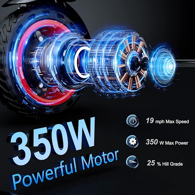 Electric Scooter - 8.5"/10'' Solid Tires, 350W/500W Motor, Up to 19-22MPH and 21-24Miles Long-Range Portable Commuting Scooter for Adults with Double Braking System and App