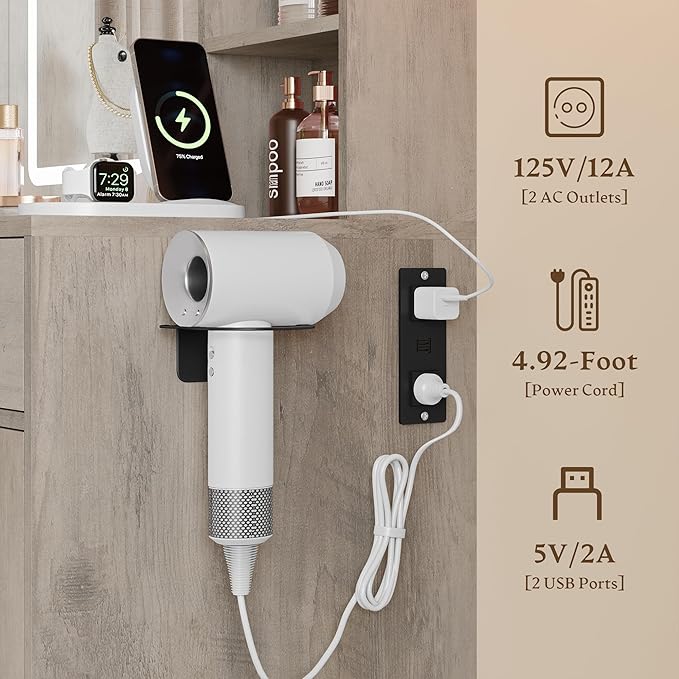 Makeup Vanity Desk with Mirror and Lights, 43" Grey Vanity with Glass Top, Jewelry Storage, 3 Drawers & Glass Cabinets, Power Outlet & Adjustable LED Lights, Dressing Table for Women & Girls Bedroom