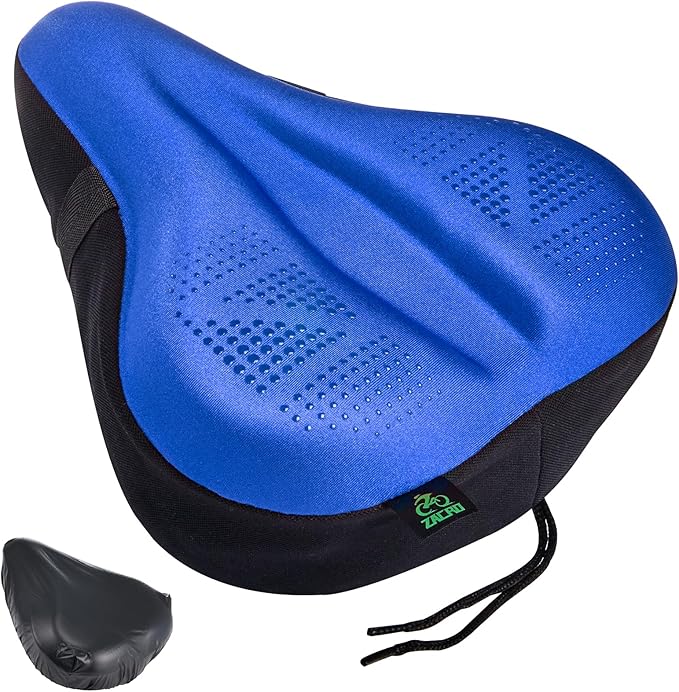 Zacro Bike Seat Cushion - Padded Gel Bike Seat Cover for Men & Women, Padding Bicycle Saddle fit with Peloton/Spin Stationary Exercise/Mountain Road Cycling Bike
