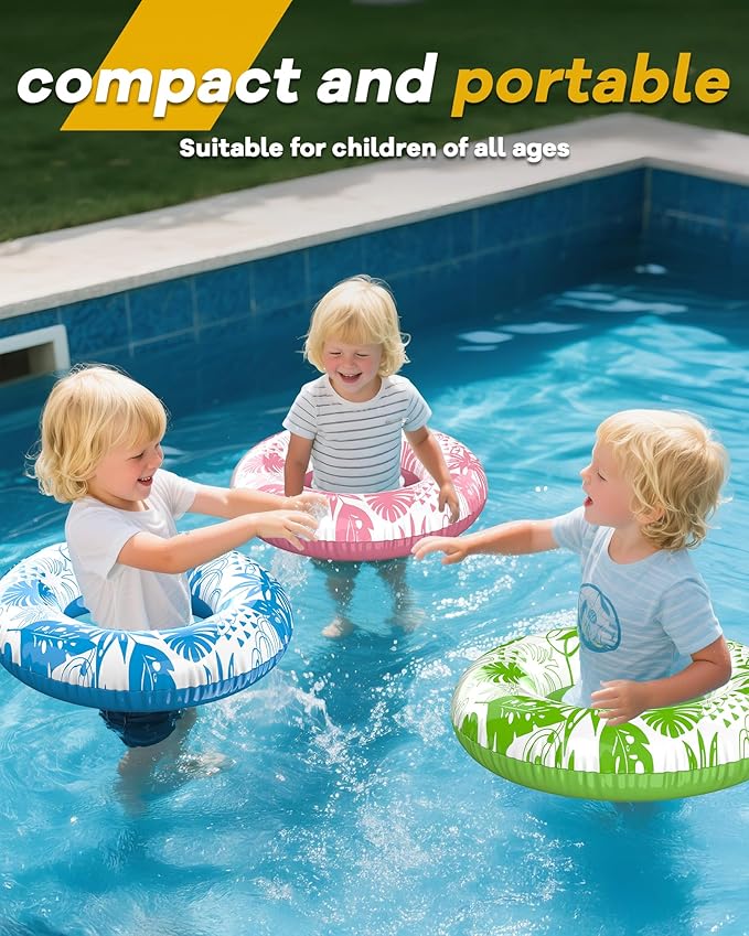 Inflatable Swim Tube Set - 2 Pack 90cm (35") Pool Floats, Durable Water Rings for Beach & Party (Blue + Green)