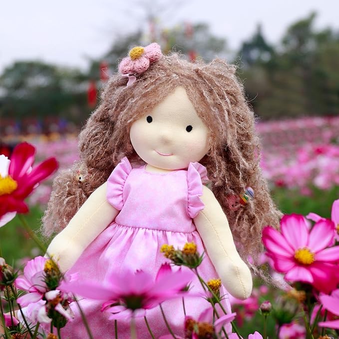 BlissfulPixie Handmade Waldorf Doll- Amy 12", Soft Girl Rag Doll with Cute Stuffed Plush, Ideal Present for Babies & Toddlers