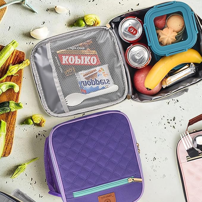 Genteen Lunch Box Reusable Lunch Bag for Men Women Kids Adults,Insulated Lunch Bag Waterproof LunchBox Cooler,Small LunchBox With Side Pockets for Work Office School Travel Picnic-Light Green