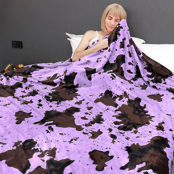 Purple Fleece King Size Lightweight Fuzzy Soft Bed Blanket 90x108inch Lavender Women Decorative Blanket for All Seasons