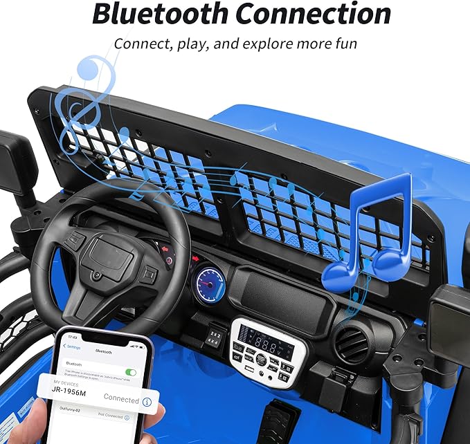 2 Seater Ride on Car Toy, 24V 4WD Electric Car for Kids 4-8 with Remote Control, 4x200W Motors, Capacity 110 lb - Blue