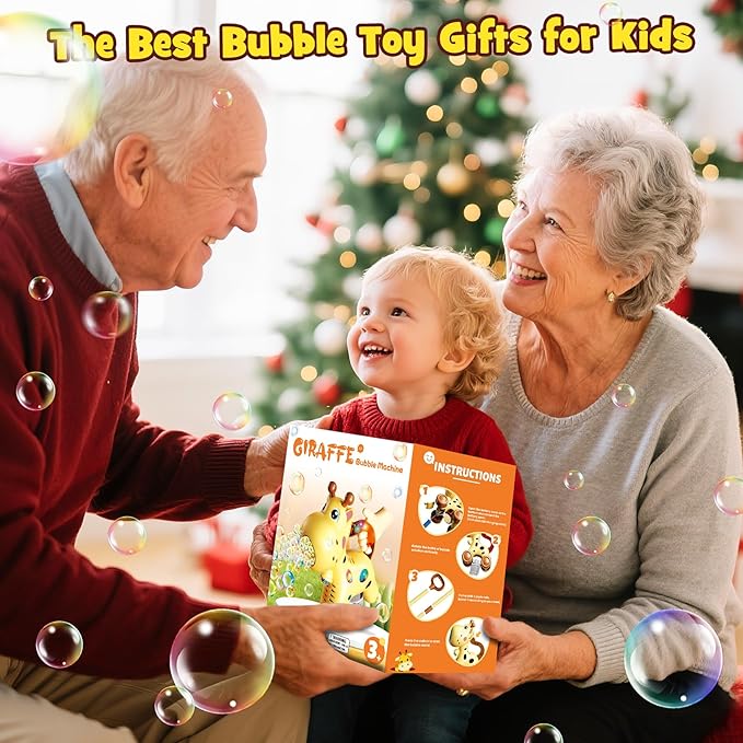 Nicmore Automatic Bubble Machine Toddler Toys: Giraffe Bubble Lawn Mover Outdoor Toy for 1 2 3 4 5 Year Old Boy Girl - Push or Handheld Bubble Maker Blower for Age 1-3 Kids Birthday Gifts