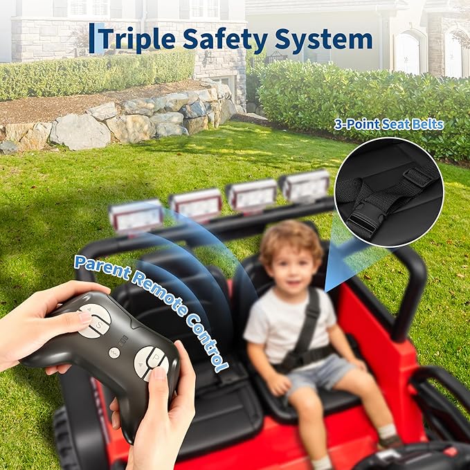 24V 2 Seater Kids Electric Truck with Parent Remote Control, 4WD Ride on Car for Toddlers & Kids 4-8, 100Min Battery, Dual Motor, All Terrain Electric Vehicle Gift for Boys Girls