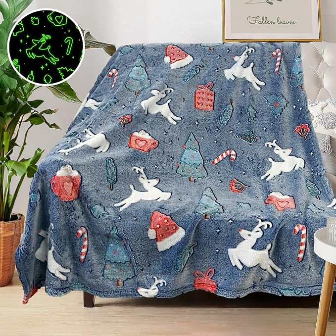 Christmas Blanket for Boys, Christmas Glow in The Dark Blanket for Kids/Toddler/Baby, Soft Fleece Blankets and Throw, Birthday 40"x 60"
