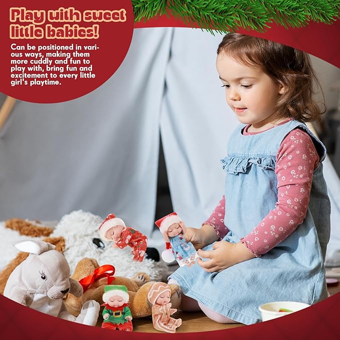 Hanaive 4 Pcs 4 Inch Mini Baby Dolls Lifelike Realistic Baby Dolls Animal Clothes Cute Baby Valentine Tiny Babies Gifts Set for Girls Boys Toddlers Kids 3+ Birthday Baby Shower Favors (Doll Style)