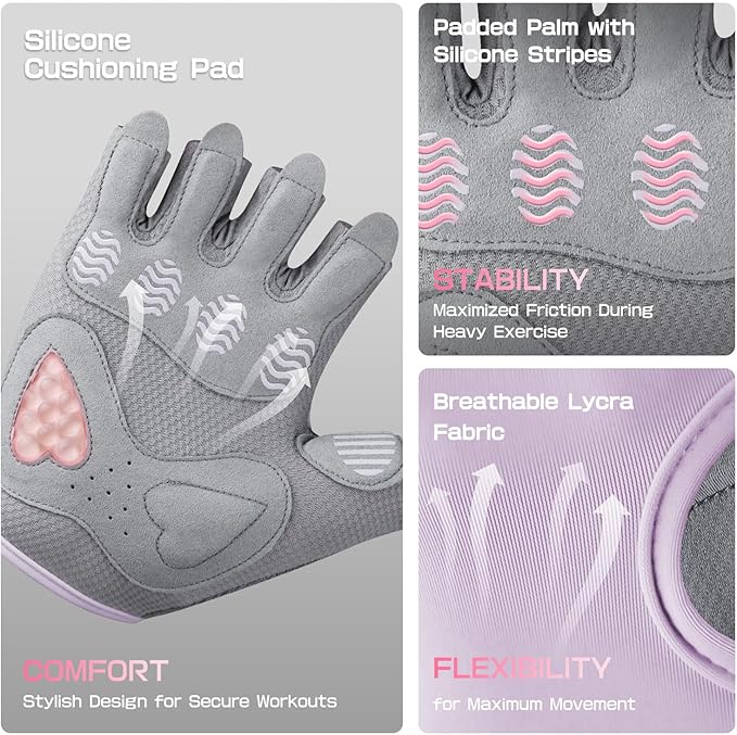 Jaffick Workout Gloves for Women Lightweight | Breathable Fitness Gloves with Non-Slip Grip for Gym, Weightlifting, Cycling and Training