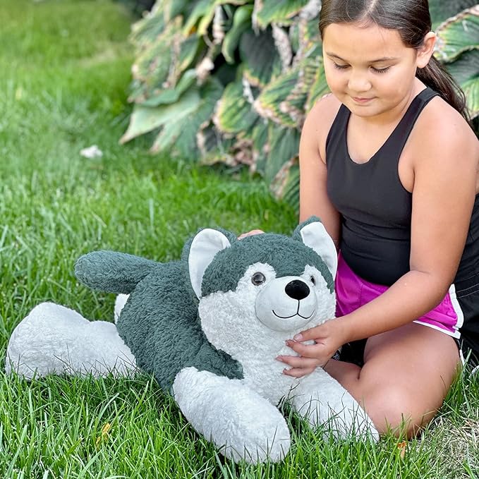 MaoGoLan 28" Giant Husky Dog Stuffed Animals,Soft and Cuddly Lifelike Husky Puppy Plush Toys, Warm Companionship Stuffed Dog Gift for Puppy Lover,Kids,Children