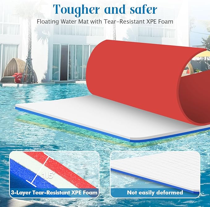 Lily Pad Floating Mat, 7/9/12/18 FT Floating Mat, Pool Float for Water Recreation, Floating Water Mat, 3-Layer Tear-Resistant XPE Foam for Boat, Beach, Ocean, Pool,Lake