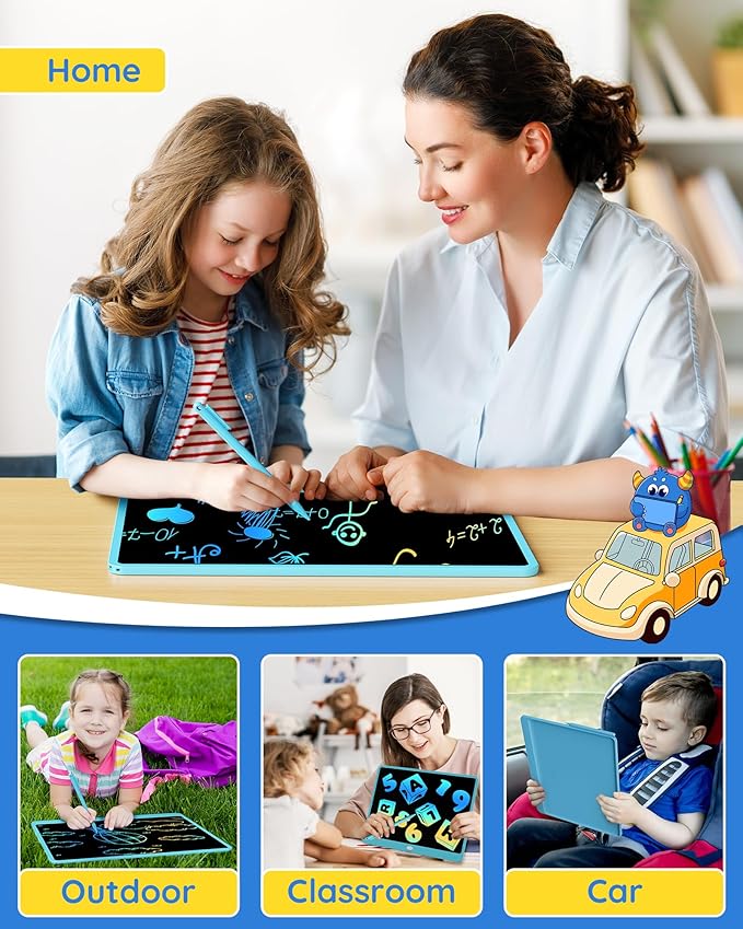 TEKFUN LCD Writing Tablet for Adults, Large Doodle Board, 16 Inch Colorful Drawing Tablet Writing Pad, Toddler Toys for 3 4 5 6 7 8 9 Year Old Girls Boys Teen, Birthday Gifts for Kids (Blue)