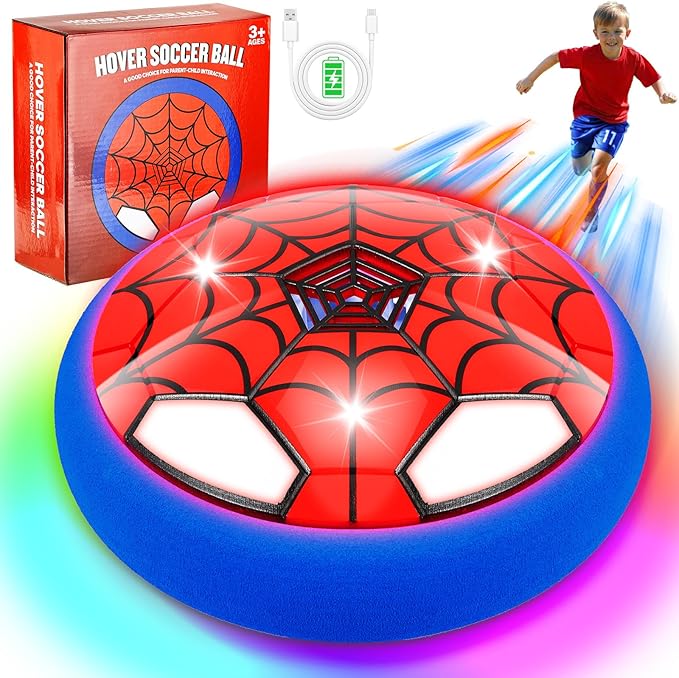 Indoor Hover Soccer Ball,Light-Up Toys for Boys Ages 5-7,6-8,8-12, Fun LED Football Game Toy with USB Rechargeable Battery,Christmas Birthday Gifts for Kid 4,5,6,7,8,9,10,11,12,13 Year Old